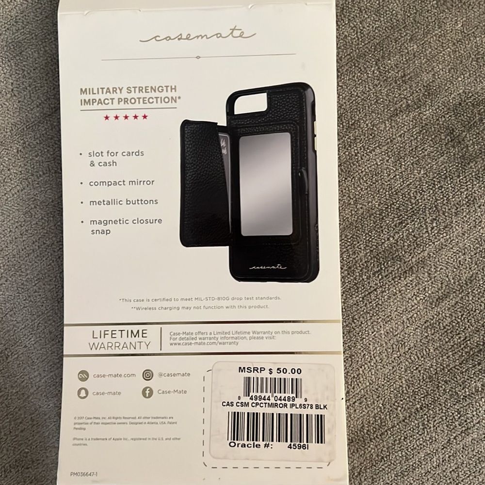 Apple iPhone Black Vegan Leather Case Mate Case For 6s & 6+ - Picture 5 of 11